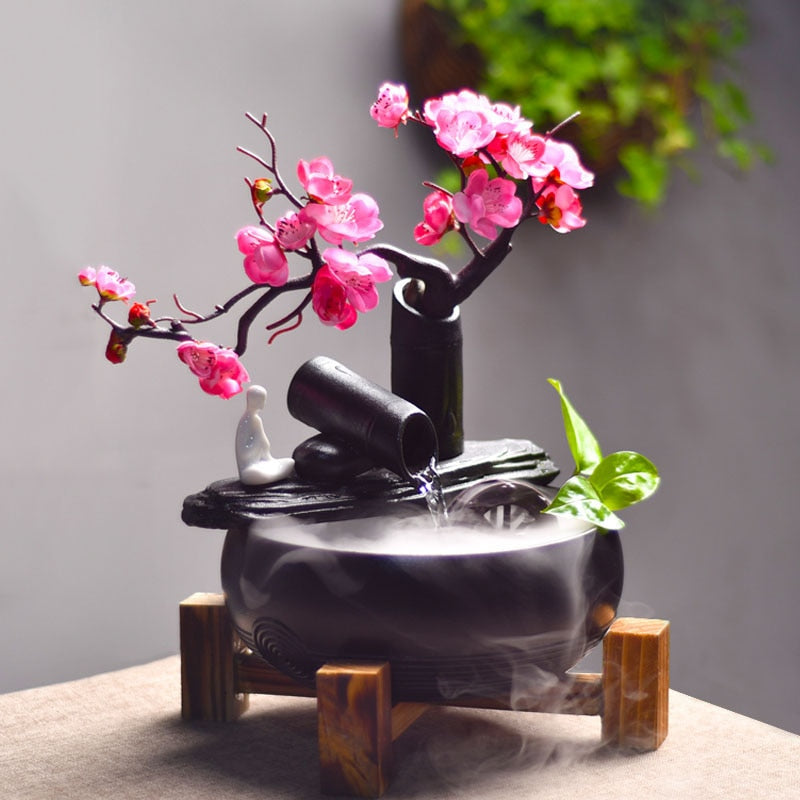 Zen Cherry Blossom Ceramic Fountain – Zeny Waterfall