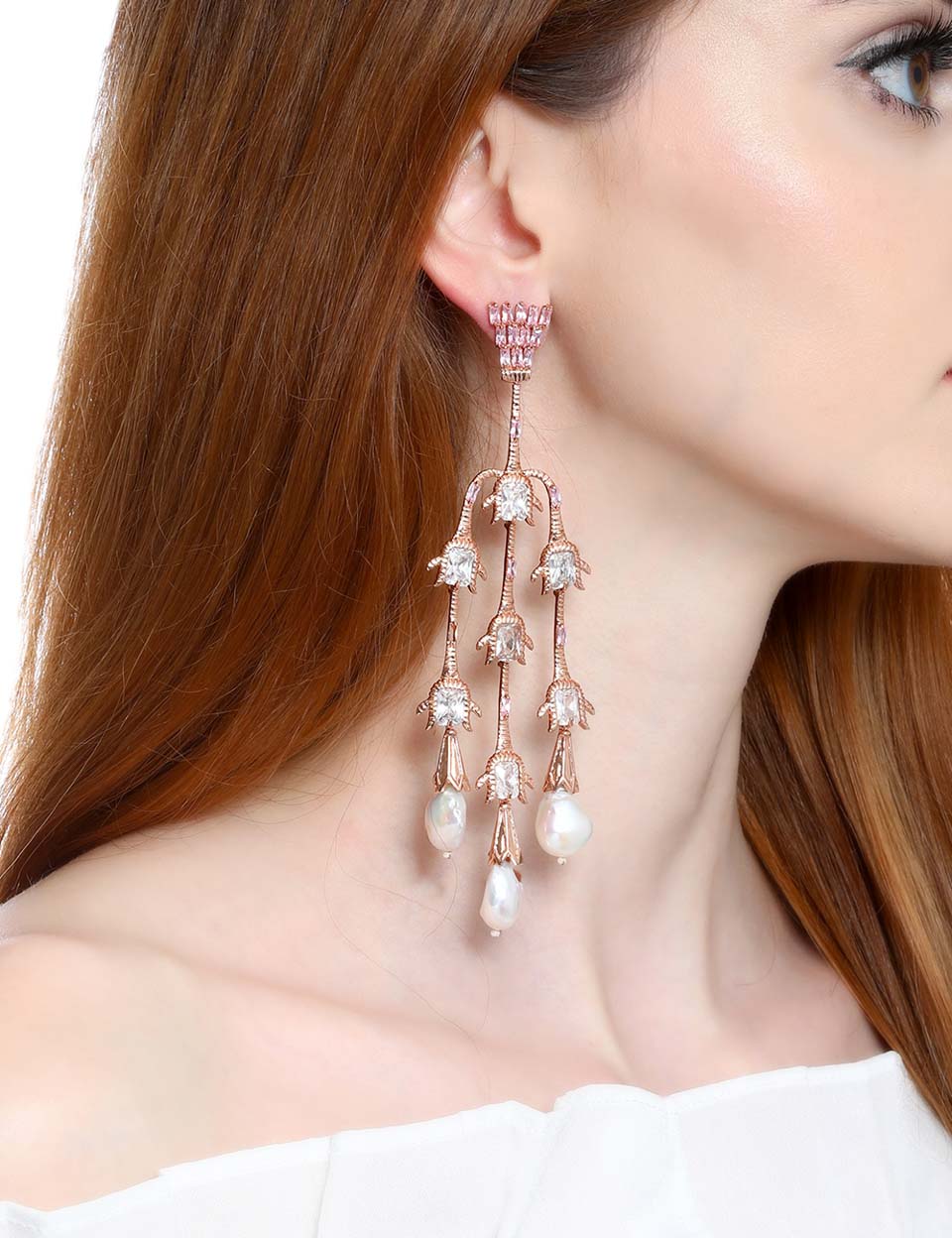 Rose Cascade Long Earrings – Outhouse Jewellery