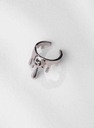 Outhouse: Jewelled Monogram Fingertip Ring in Silver