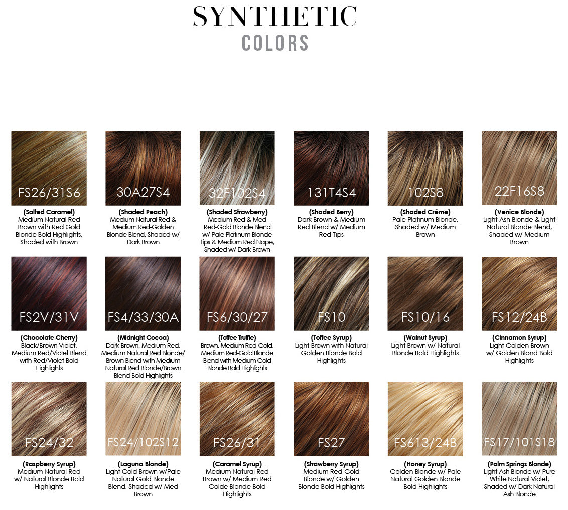 Jon Renau synthetic smartlace collection wig colors - colori parrucche sintetiche radici scure rooted