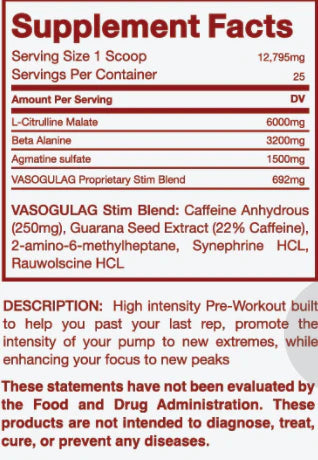 Gulag Pre Workout Ingredients