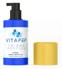 Blue bottle with gold top of topical tb-500 peptide cream