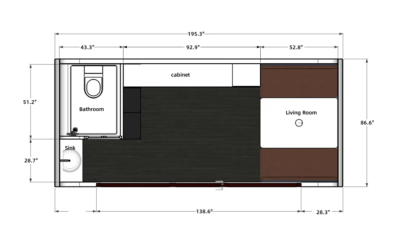 Outdoor Living and Working Tiny House 16ft floorplan