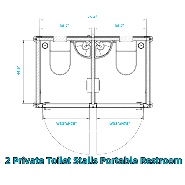 Bastone 2 Private Toilet Stalls Portable Restroom