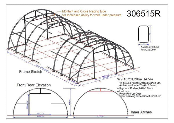 Gold Mountain Single Truss Arch Storage Shelter L30'xW65'xH15'