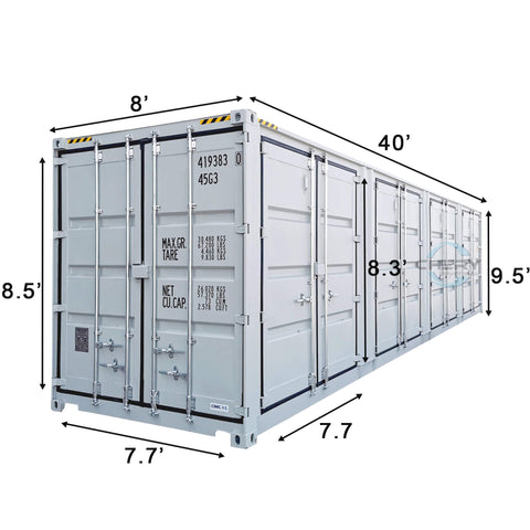 40ft High Cube Container with 4 Side Doors Dimension