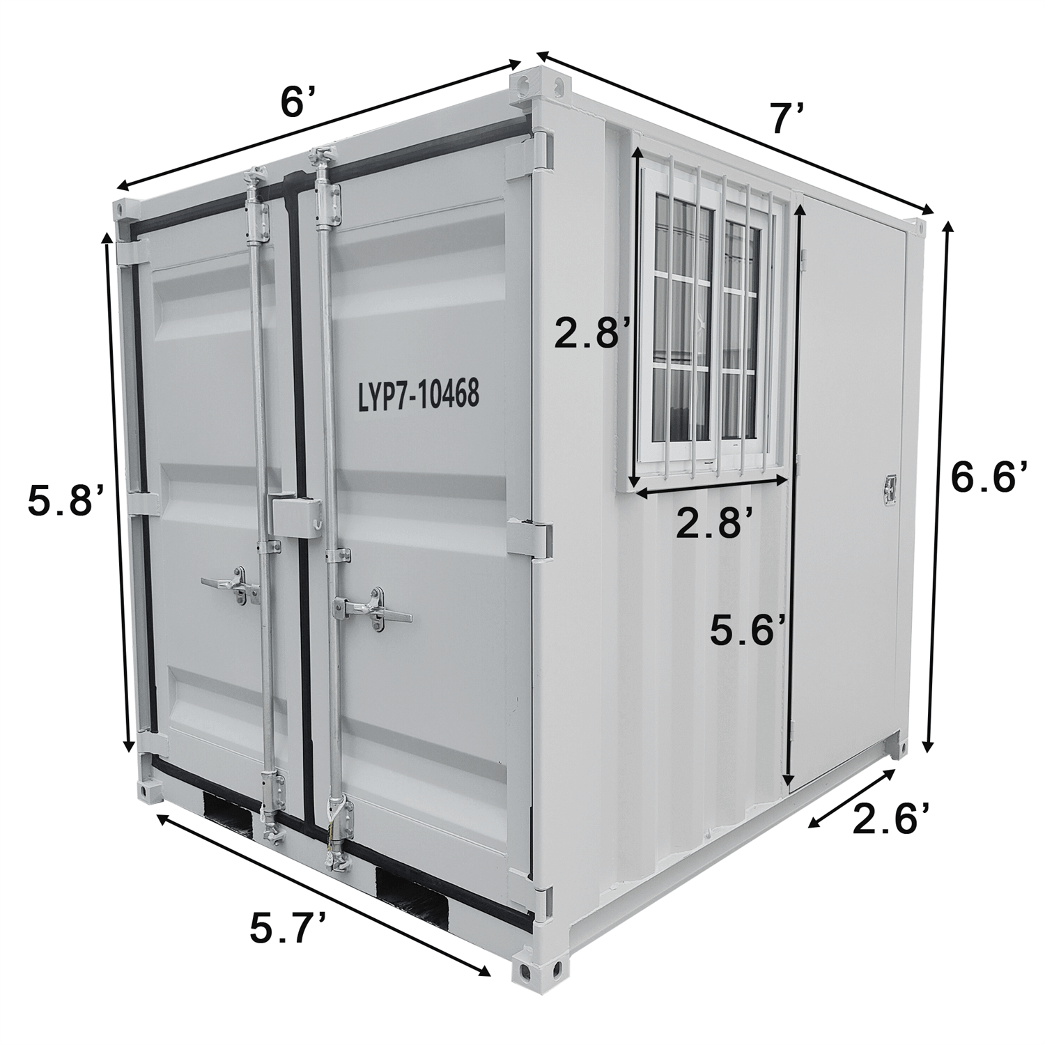 7ft Small Cubic Shipping Container Dimension