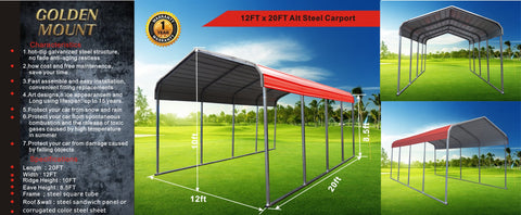 Golden Mount Classic Steel Carport