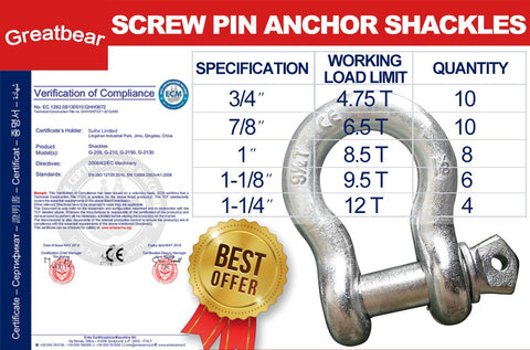 Greatbear Screw Pin Anchor Shackles