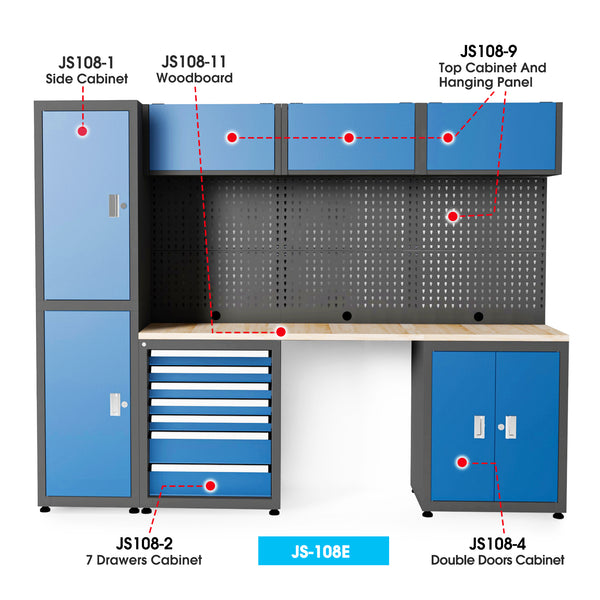 Ready-to-assemble Steel Garage Storage System 108E Detail Parts