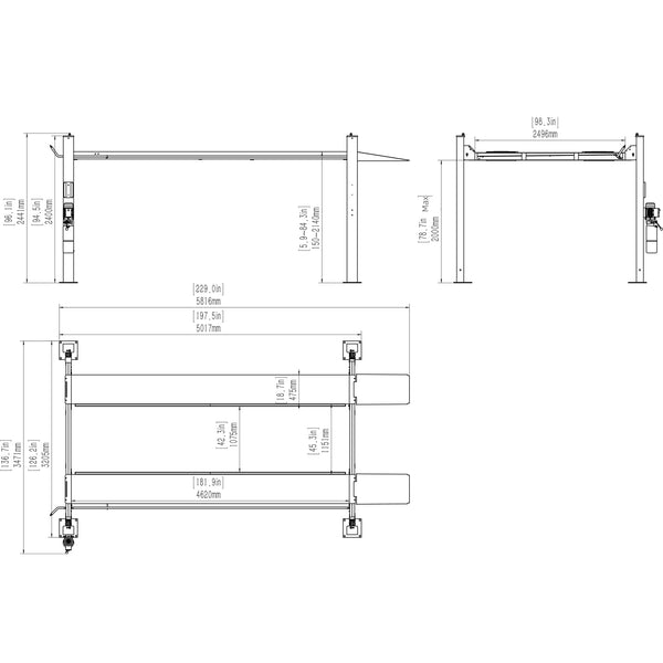 KT-4H110 Four Post Vehicle Lift 11,000lbs