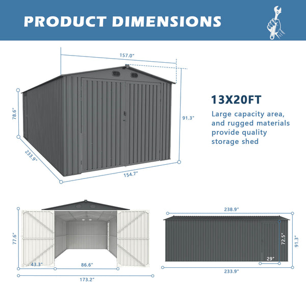 CHERY INDUSTRIAL Metal Storage Shed 13'x20'