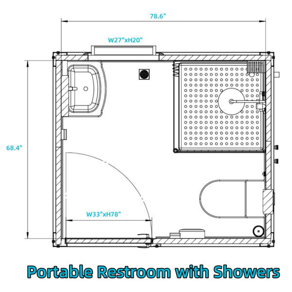 Bastone Portable Restroom w/ Showers