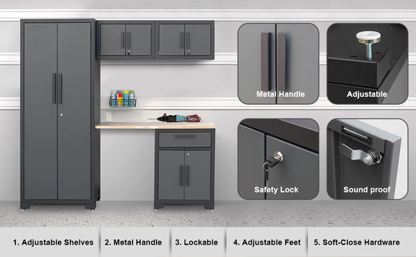 Chery Industrial 5 Piece Garage Storage Cabinet Set