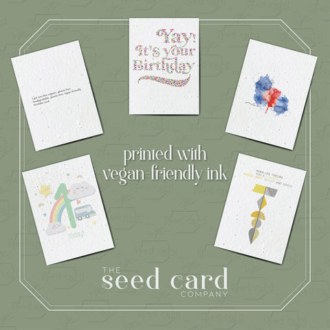 our seed cards use vegan friendly ink