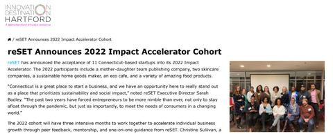 Innovation Destination Hartford announces reSET Business Accelerator cohort 2022