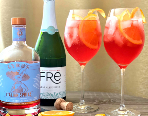 Non-Alcoholic Aperol Spritz Cocktail Ingredients with Lyre’s Italian Spritz