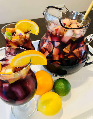 Non-Alcoholic Red Sangria Pitcher and Glasses