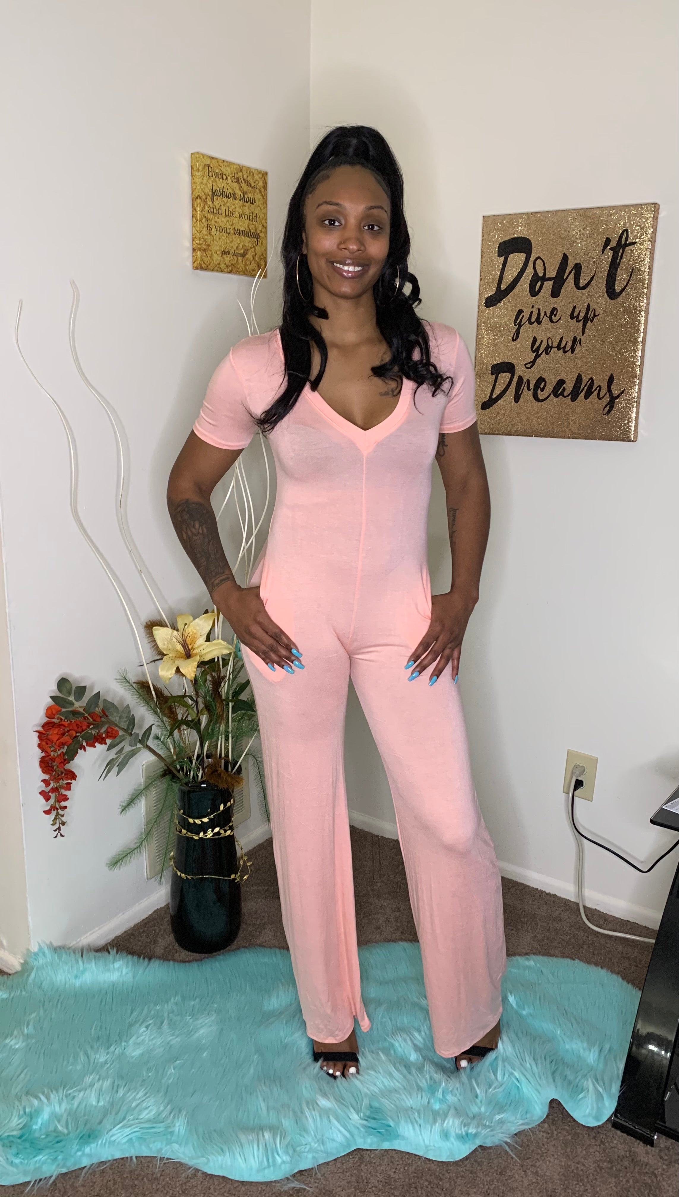 pink rose jumpsuit