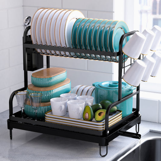 K-Cliffs Dish Drying Rack Kitchen Large 2 Tier Drainer Fit Large