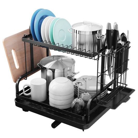 Kitsure Dish Drying Rack in Sink - Dual-Use for Countertops, Stainless  Steel Over The Sink for Kitchen Counter with a Draindboard & Utensil Holder  - Yahoo Shopping