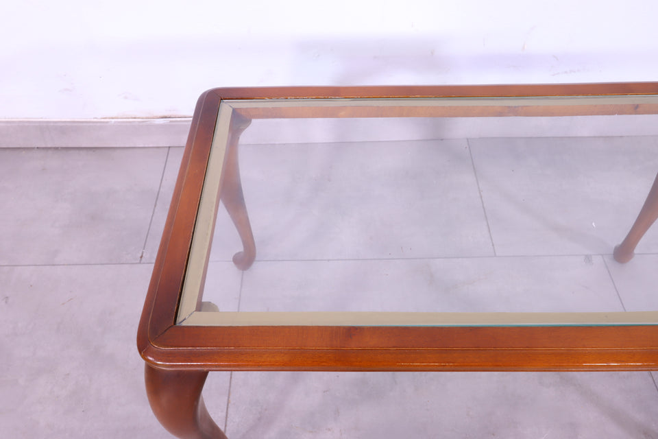 Wunderschöner Chippendale Tisch Beistelltisch Nussbaum Glastisch