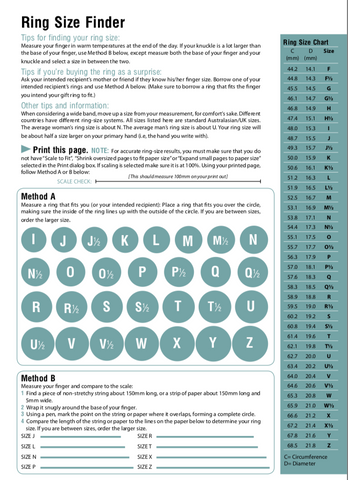 Ring Size Guide – Mazins Diamond Jewellers