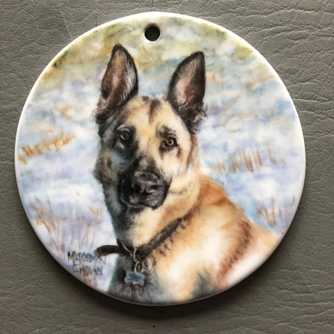 round ornament with shepard