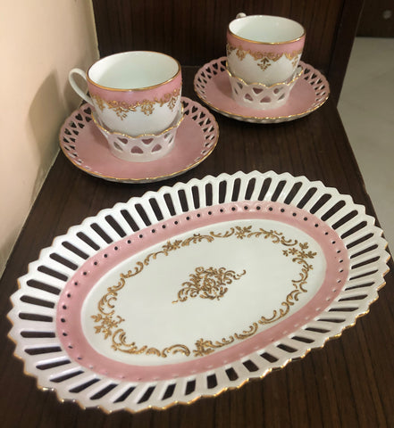 pink and gold porcelain