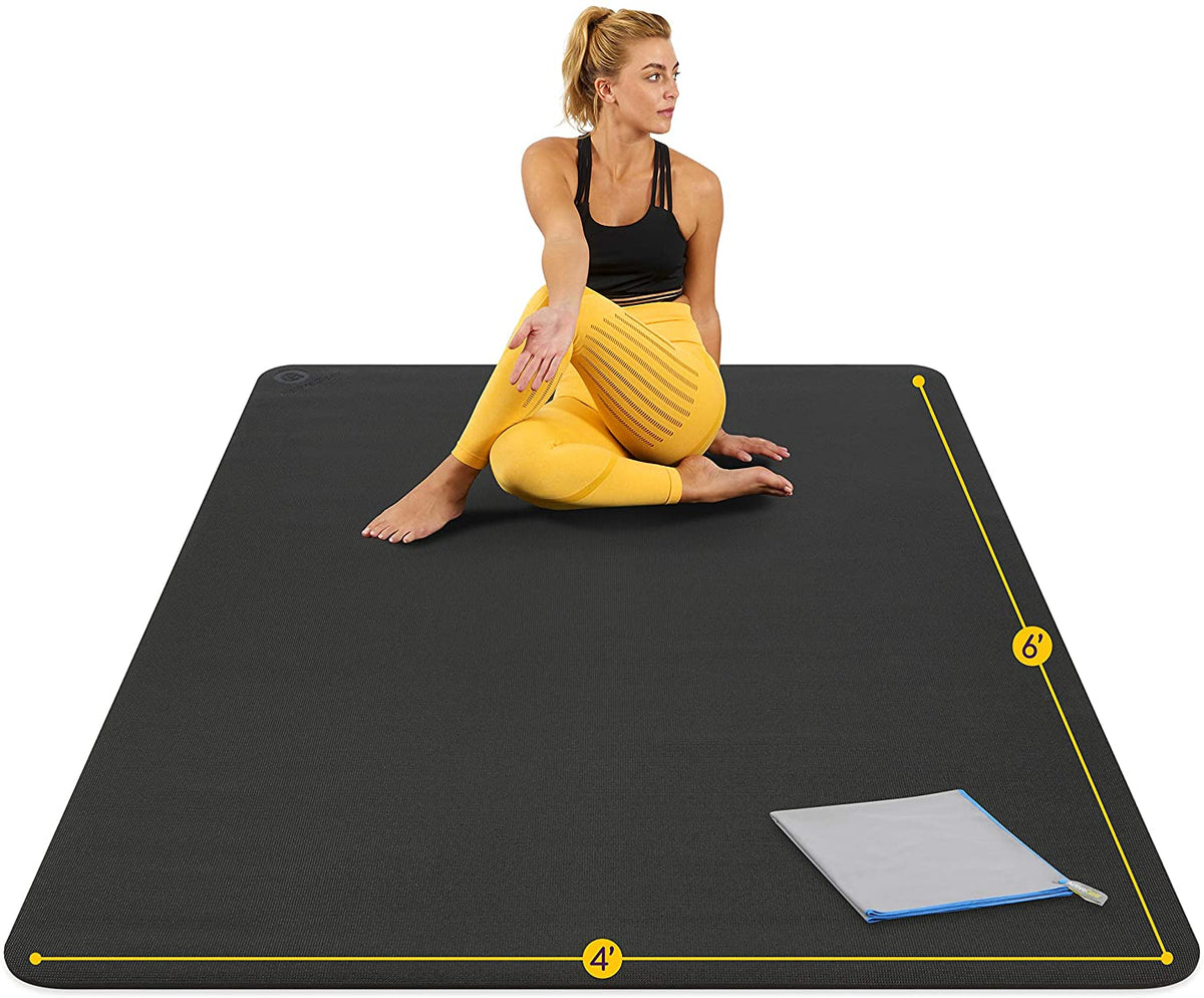 Yoga Mat Double-Sided Non Slip, 72'' x 32'' x 7mm - Extra Wide & Thick Yoga  Mat