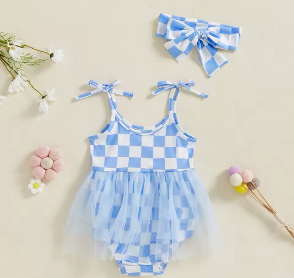 RTS: The Checker and Tulle Skirted Onesie