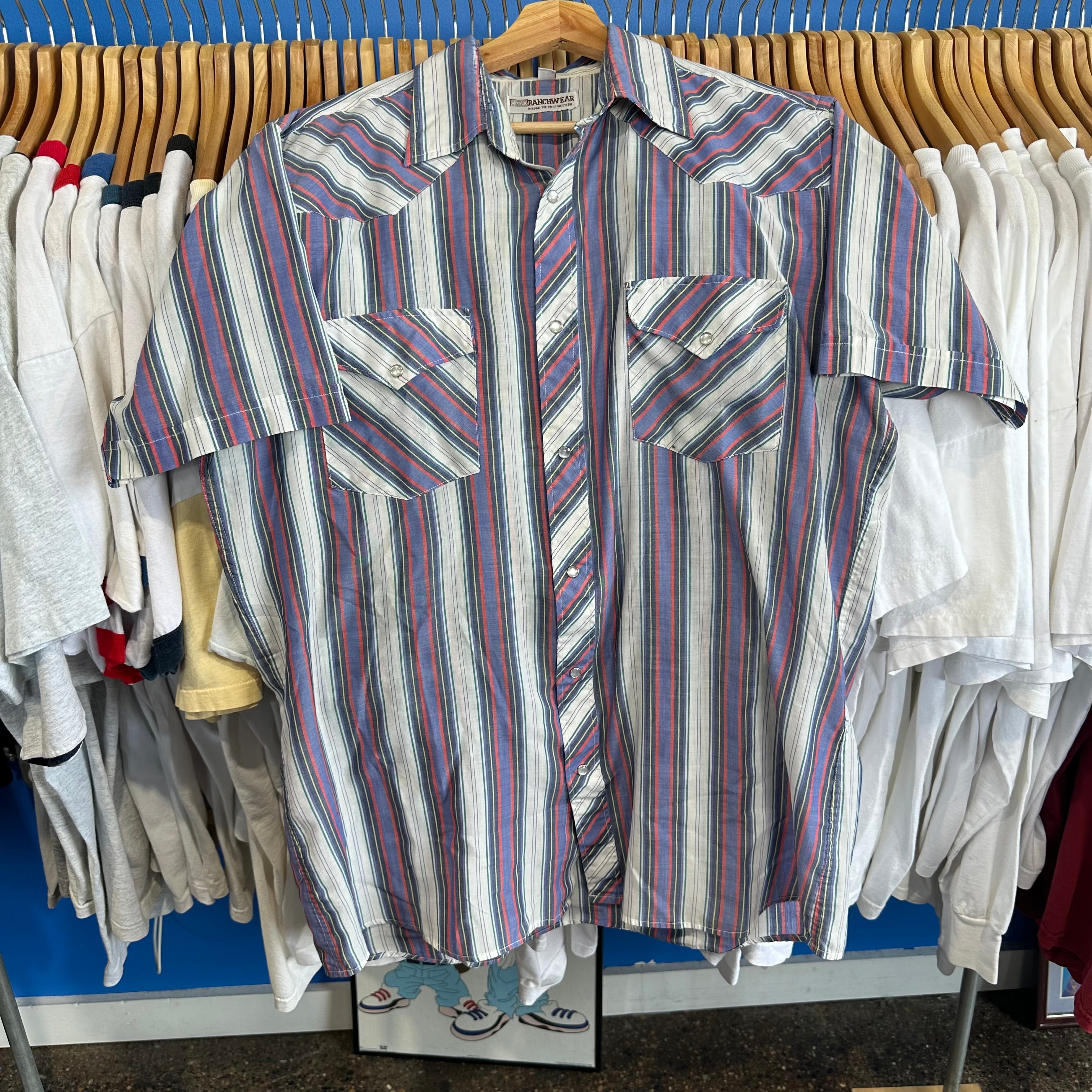 Purple/Red/White Striped Button-Up