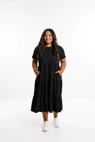 Home Lee Auckland Stockist NZ | Kendall Dress Short Sleeve Black