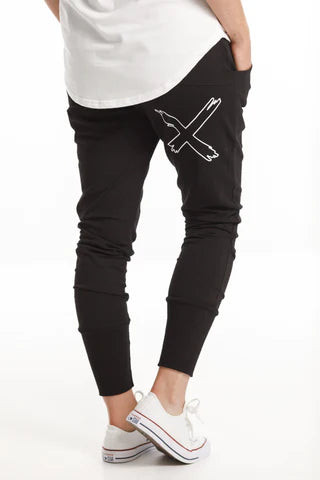 Home Lee Auckland Stockists NZ | Apartment Pants Winter Weight Black With White Outline X