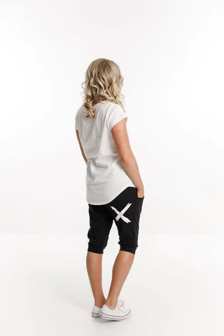 Home Lee Auckland Stockists NZ | Apartment Pants 3/4 Length | Black With White X