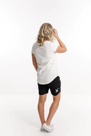 Home Lee Apartment Shorts Drawstring Black with White X Auckland Stockist