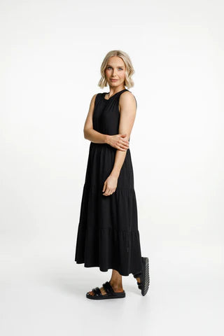 Homelee Kendall Dress Auckland NZ  Sleeveless Black Tiered Comfy Stylish