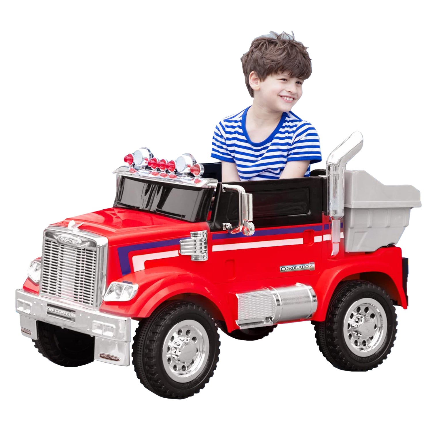 Cfowner 12V Kids Battery Electric Ride On Car Toy, Ride On Tractor Dump Truck w/ RC, Dual Motors, Rear Loader, Best Gift for 3-6 Yrs Olds, Red