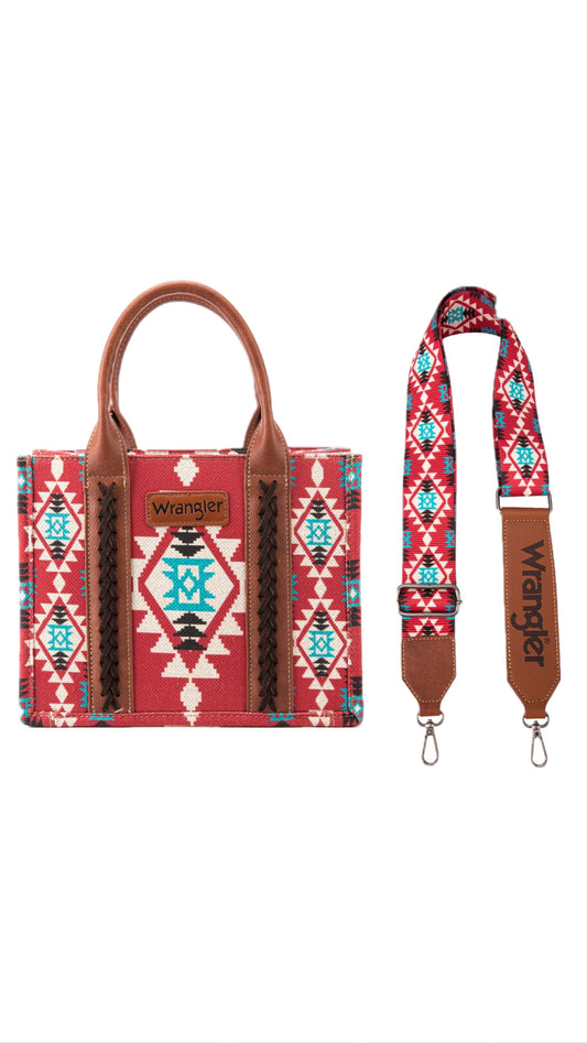 Wrangler Women's Southwestern Print Small Canvas Crossbody Tote