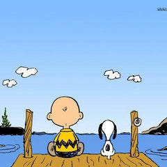 Snoopy and Charlie Brown sharing a moment
