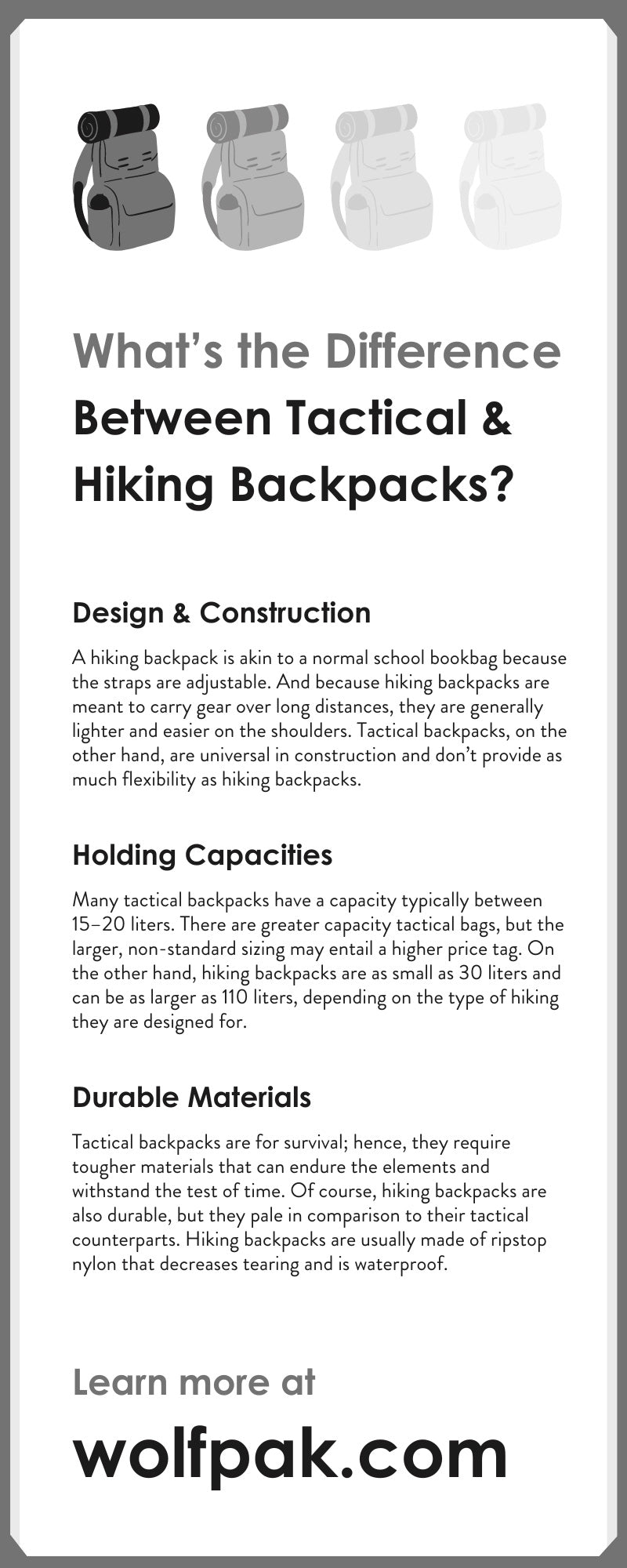 ¿Cuál es la diferencia entre mochilas tácticas y de senderismo?