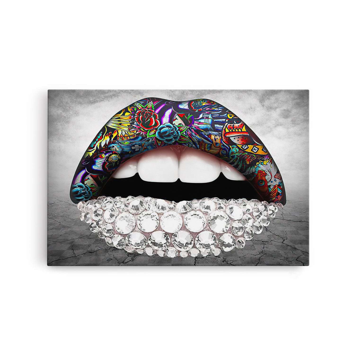 ❤️ Louis Vuitton black lips straw canvas print lv12