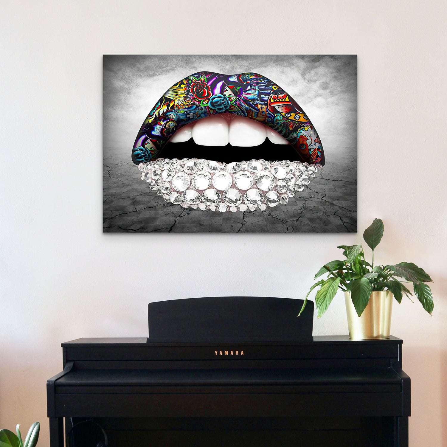 Louis Vuitton Graffiti Lips II Can - Canvas Wall Art