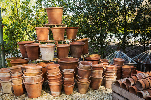 Stacks of terracotta pots