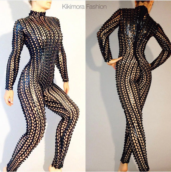 Futuristic clothing, woman bodysuit, Mirror catsuit, Circus