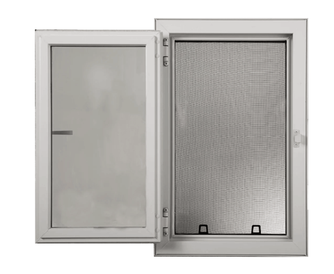 A product photo of The Great Egress Co egress window with hinges side hung.