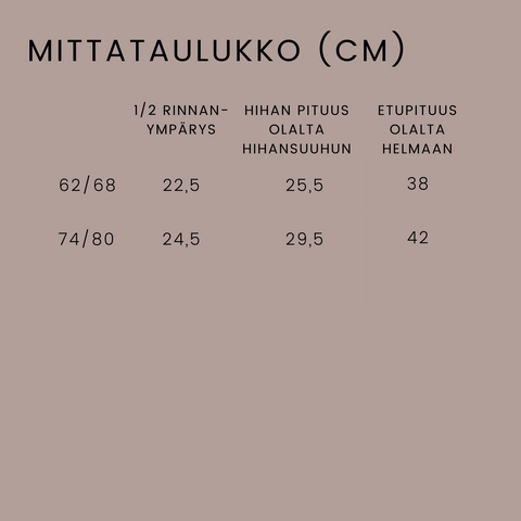 mittataulukko pala-body