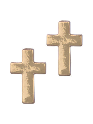 Gold Cross Stud Earrings - Ascension Golf Carts, LLC