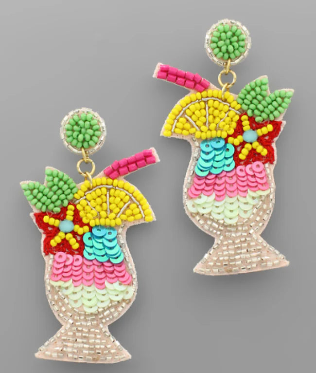 Beaded Tropical Cocktail Earrings