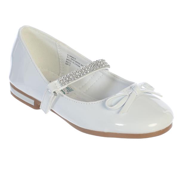 SUMMER White Patent Dress Shoes with Rhinestone Strap Junior Sizes 9 t ...